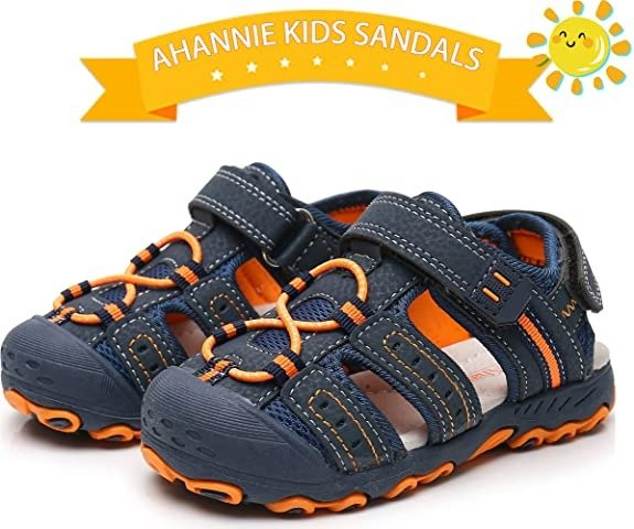 Ahannie Boys Girls Outdoor Sport Sandals,Kids Closed Toe Beach Sandals, Toddler Summer Sandals