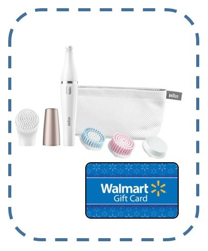 Free $25 Gift Card withFaceSpa 851 - Mini-Facial Epilator with 4 Facial Cleansing Brushes and Beauty Pouch