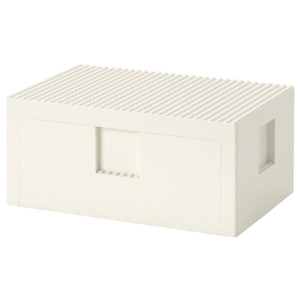 BYGGLEK LEGO® box with lid - white - IKEA