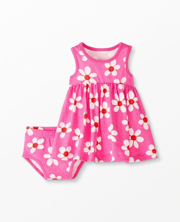 Baby Print Dress & Bloomer Set In Cotton Jersey