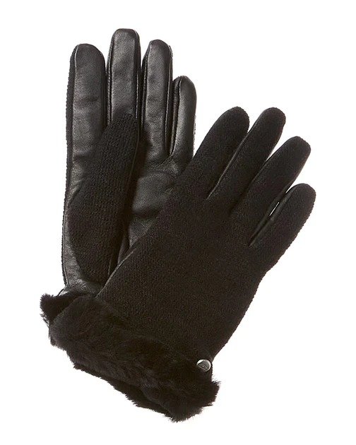 UGG Shorty Leather-Trim Wool-Blend Gloves