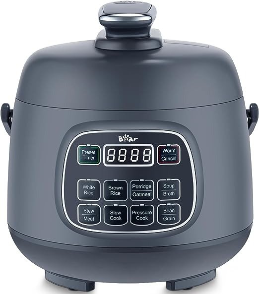 Rice Cooker 3 Cups (Uncooked), Fast Electric Pressure Cooker, Portable Multi Cooker with 10 Menu Settings for White/Brown Rice Oatmeal and More, Nonstick Inner Pot