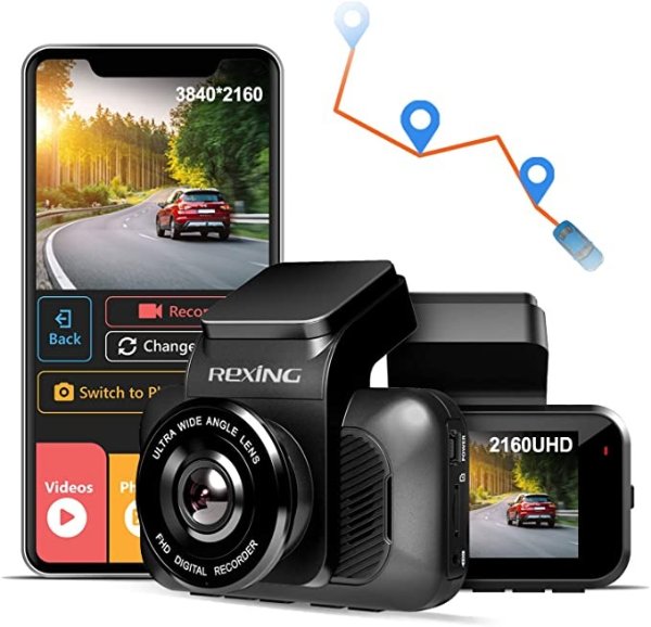 V5 Dash Cam Premium 4K Modular Capabilities 3840x2160@30fps UHD WiFi GPS Car Camera Recorder Sony IMX335 Night Vision, Loop Recording, Parking Monitor, Supercapacitor, Support 256GB Max