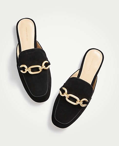 Camilla Suede Chained Loafer Slides | Ann Taylor