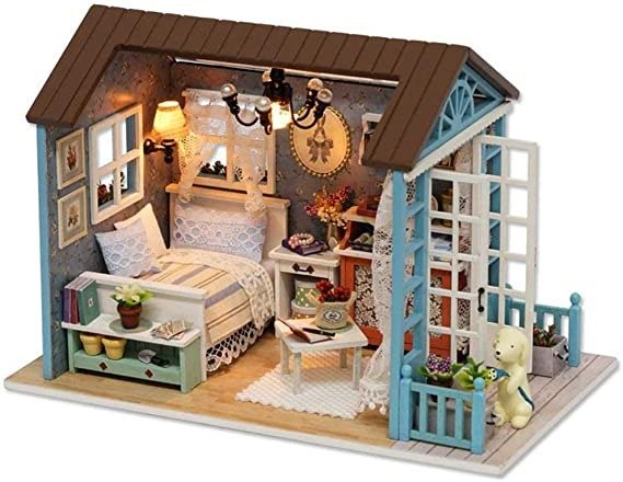 DIY Dollhouse Miniature Kit Romantic Forest Time Wooden Mini House Toy with Furniture Lights