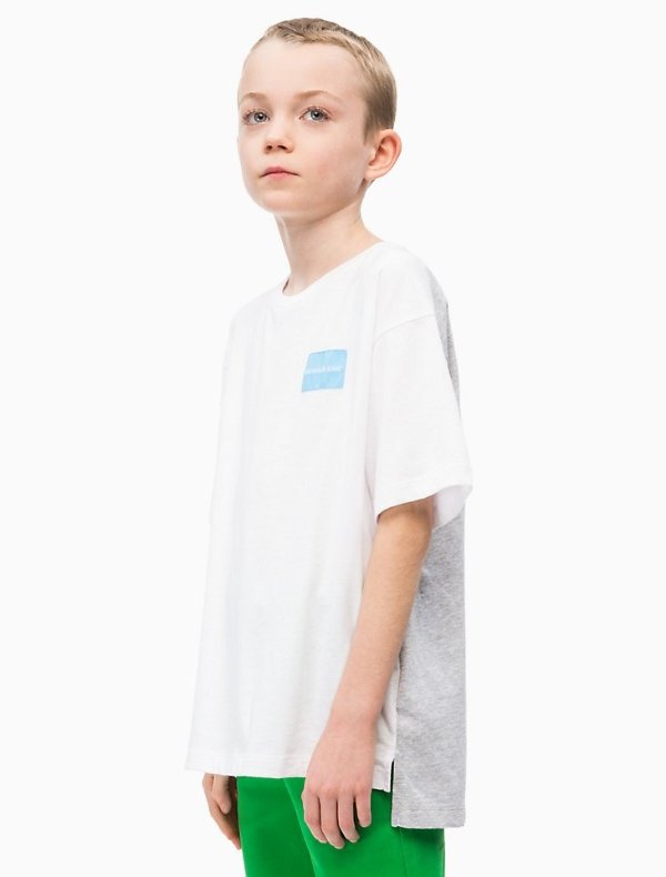 Boys Organic Cotton Two-Tone Logo Patch T-Shirt