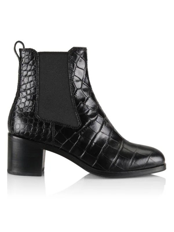 Hazel Croc-Embossed Leather Chelsea Boots