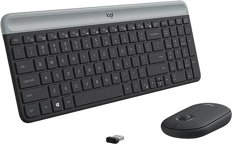 MK470 Slim Wireless Keyboard and Mouse Combo - Modern Compact Layout, Ultra Quiet, 2.4 GHz USB Receiver, Plug n' Play Connectivity, Compatible with Windows - Graphite