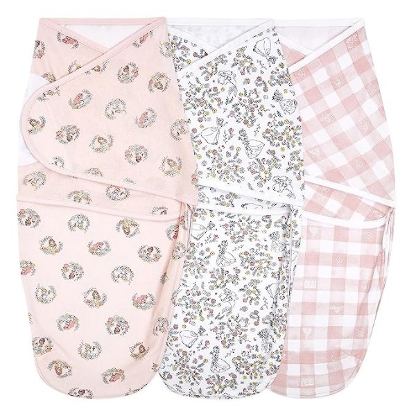 aden + anais, Cotton Knit Baby Wrap, Newborn Wearable Swaddle Blanket, 3 Pack, Disney Princess, 0-3 Months