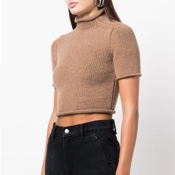 COMPACT KNIT TEE WITH JERSEY ROLL TRIMS