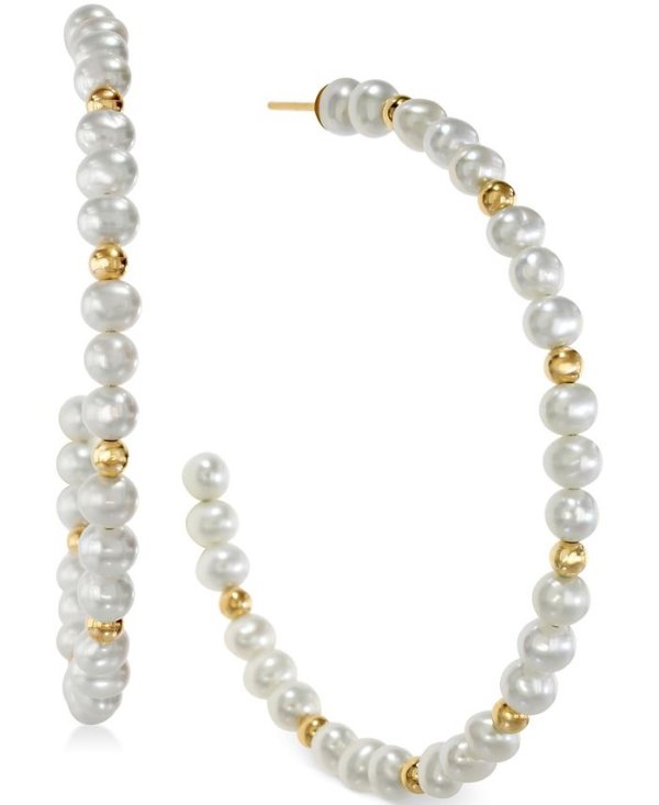 EFFY® Cultured Freshwater Pearl Hoop Earrings in 14k Gold