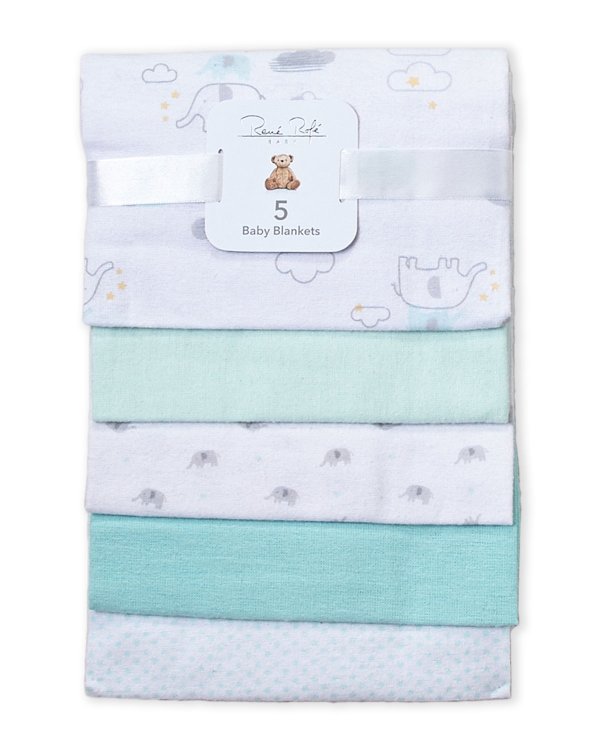 (Newborn/Infant) 5-Pack Assorted Elephant Baby Blankets