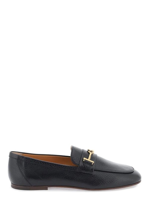 leather loafers with bow
