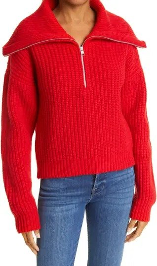 Half Zip Rib Knit Sweater