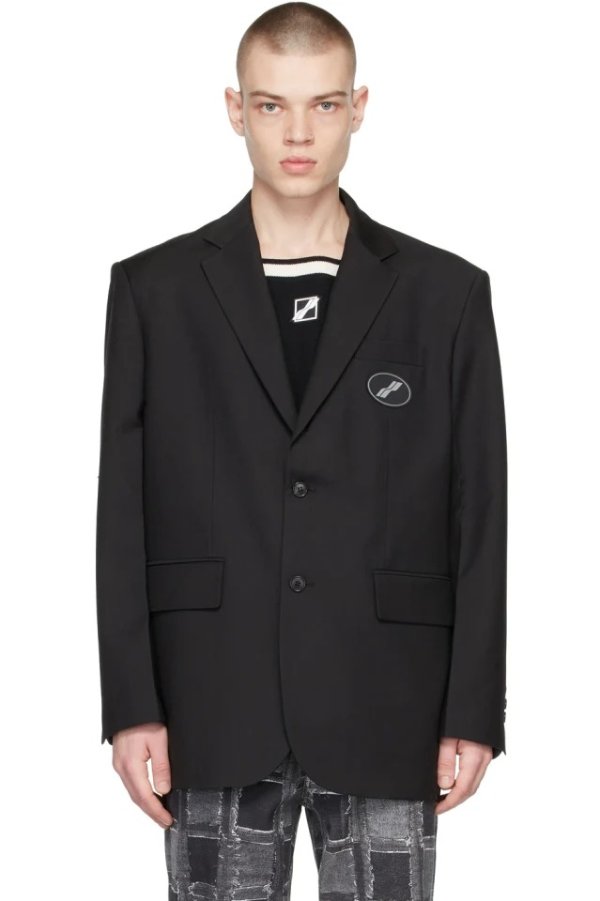 Black Oversized Suit Logo Blazer