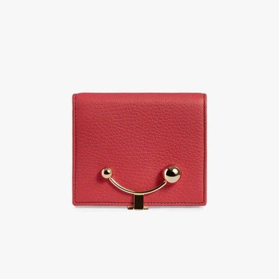 Crescent Wallet - Raspberry Red with Burgundy Stitch