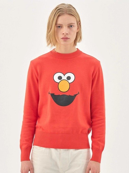 [SV X Sesame Street] Face Printed Knitwear_Red