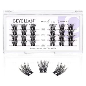 $4.5 Cluster Lashes,DIY Eyelash Extension Lash Clusters Individual False Eyelashes Extensions Natural Look Reusable Glue Bonded Black Super Thin Band 24 Lash Clusters 14mm