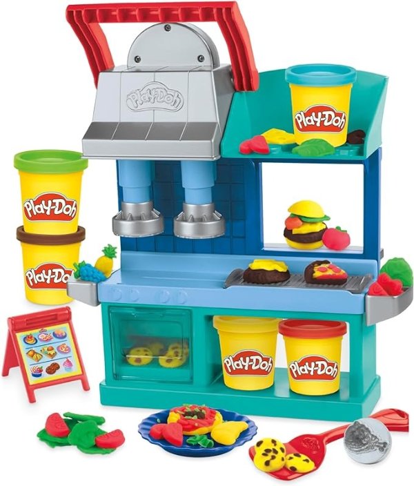 Kitchen Creations Busy Chef's Restaurant Playset, 2-Sided Play Kitchen Set, Preschool Cooking Toys, Kids Arts & Crafts, Ages 3+