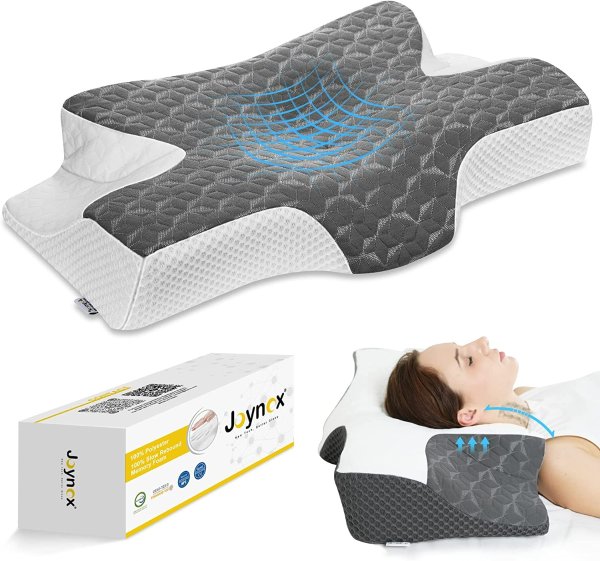 Cervical Memory Foam Contour Pillow for Neck and Shoulder Pain, Ergonomic Orthopedic Neck Support Sleeping Pillow for Side Sleepers, Back and Stomach Sleepers (Dark Grey)