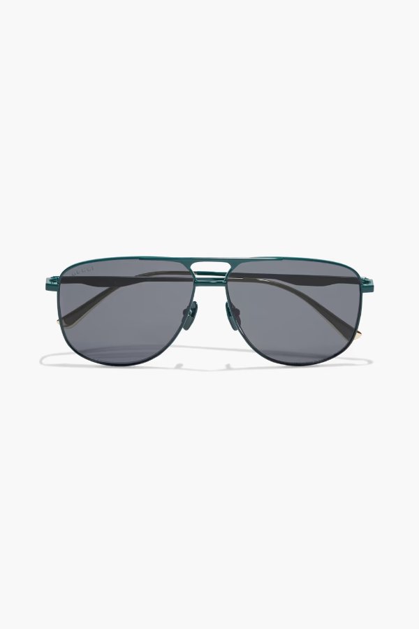 Aviator-style coated-metal sunglasses
