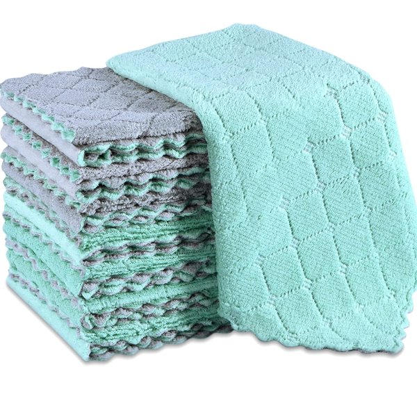 Clothirily  Microfiber Cleaning Cloth - 15 Pack Kitchen Towels, 9.45" x 9.45"