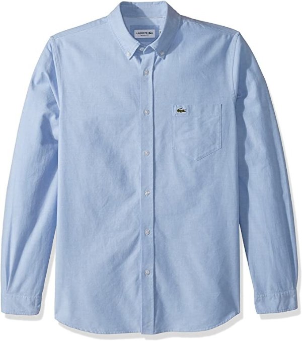 Men's Long Sleeve Oxford Collar Regular Fit Woven Button Down Shirt