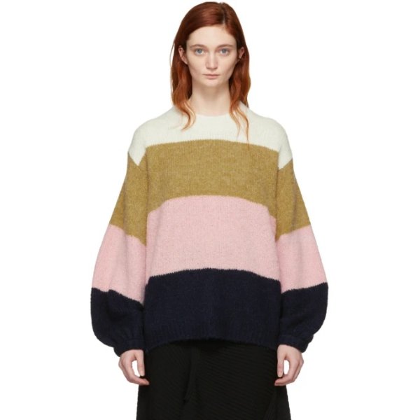 - Pink & Navy Striped Kazia Sweater
