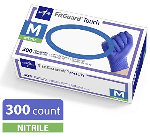 FitGuard Touch Nitrile Exam Gloves, Disposable, Powder-Free, Cobalt Blue, Medium, Box of 300