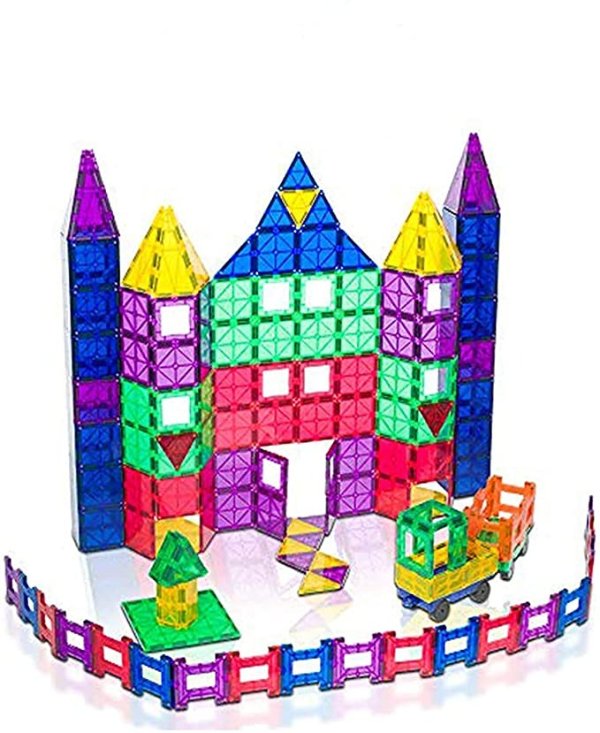150 Piece Set - Stronger Magnets Sturdy Super Durable with Vivid Clear Color Tiles - 18 Piece Clickins Accessories to Enhance Your Creativity Includes Connectivity Car