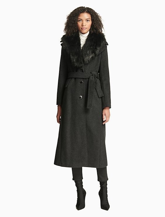 luxe faux fur belted coat