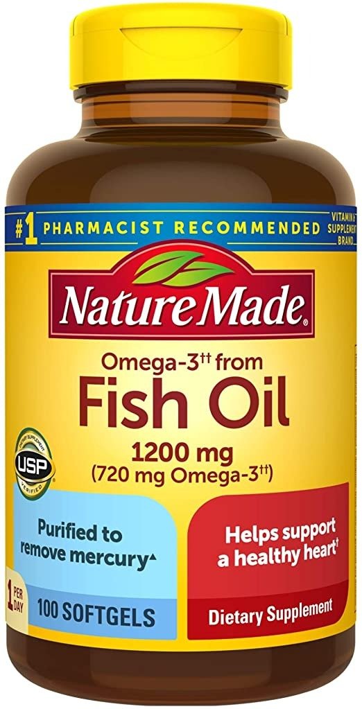Made Fish Oil 1200mg One Per Day, 100 Softgels, Fish Oil Omega 3 Supplement For Heart Health