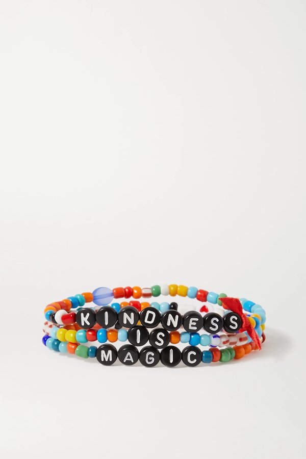Kindness is Magic set of three enamel bracelets