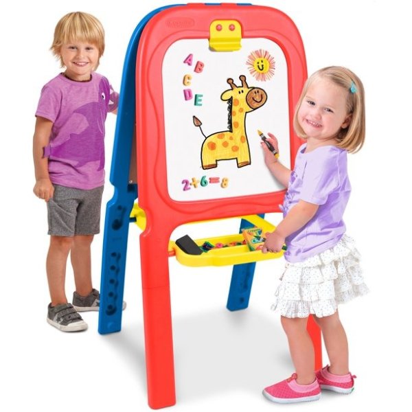 3-in-1 Double Easel with Magnetic Letters & Eraser (Blue, Red)