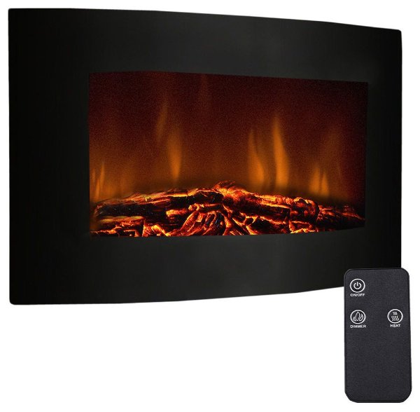 Costway 35" Large 1500w Adjustable Electric Wall Mount Fireplace Heater - Contemporary - Indoor Fireplaces - by Goplus Corp