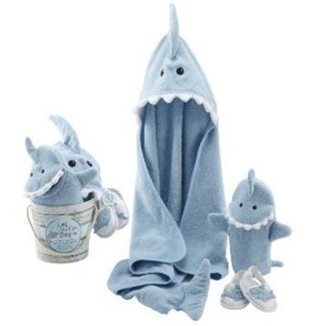 Baby Aspen Four-Piece Gift Set, Let the Fin Begin, Blue