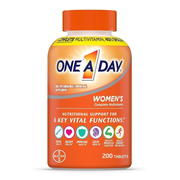 Womens Complete Daily Multivitamin with Vitamin A, B , C, D, and E, Calcium and Magnesium, Immune Health Support, 200 Count