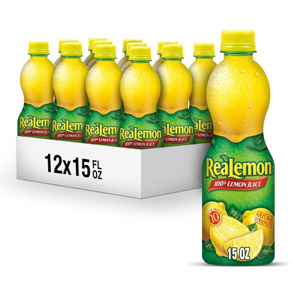 ReaLemon 100 Percent Lemon Juice, 15 fl oz bottle (Pack of 12)
