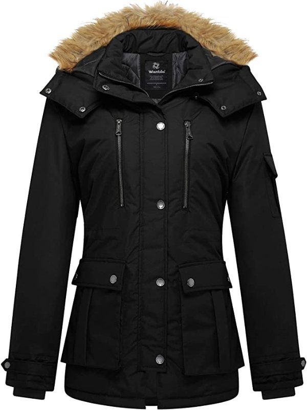 Women's Quilted Winter Coat Warm Puffer Jacket Thicken Parka with Removable Hood