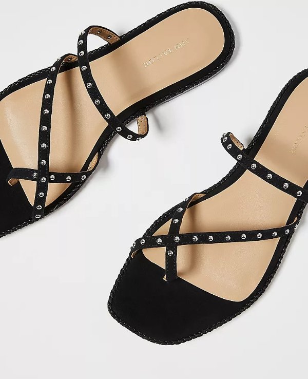 Everly Suede Studded Slide Sandals | Ann Taylor