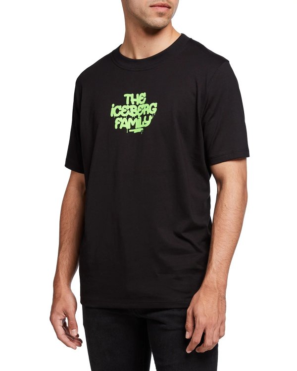 Men's Vandal Fluorescent-Logo Crewneck T-Shirt