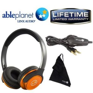 Able Planet SH190 Travelers Choice Stereo Headphones w/ LINX AUDIO & Inline Volume - Orange