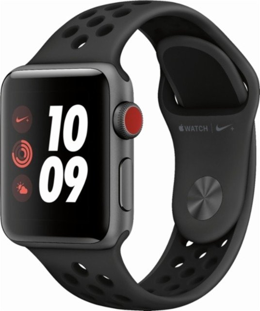 -Watch Nike+ Series 3 (GPS + Cellular) 38mm Space Gray Aluminum Case with Anthracite/Black Nike Sport Band - Space Gray Aluminum