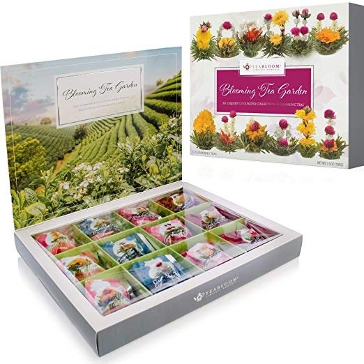 Flowering Tea Chest - Finest Quality Blooming Tea Collection From The World's Most Beautiful Gardens - 12 Best-Selling Varieties of Flowering Teas Packaged in Beautiful Gift-Ready Tea Box