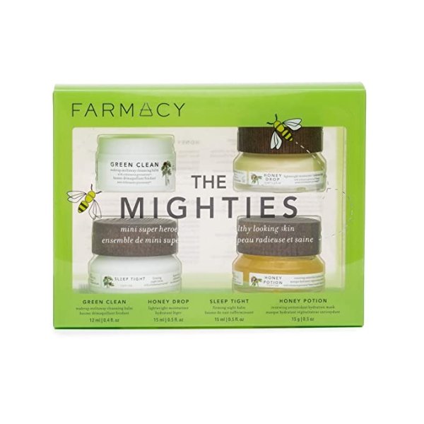 The Mighties Cosmetics Gift Set - Mini Sizes of Green Clean, Honey Drop, Sleep Tight, & Honey Potion