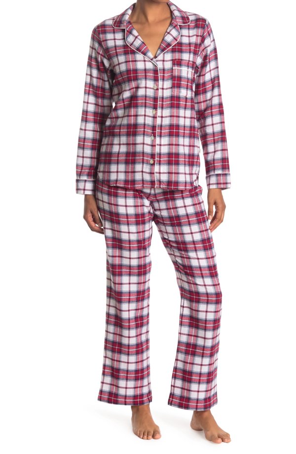 Raven Plaid Flannel Pajama 2-Piece Set