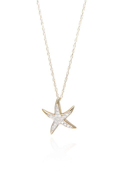 0.10 ct. t.w. Diamond Starfish Pendant in 10K Yellow Gold