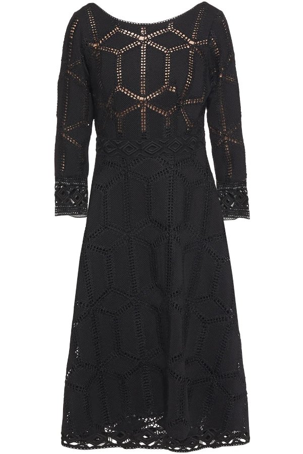 Rosewelle macrame lace-trimmed crocheted midi dress