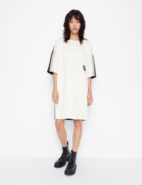 TWO TONE SHORT SLEEVE LOGO DRESS, Midi Dress for Women | A|X Online Store