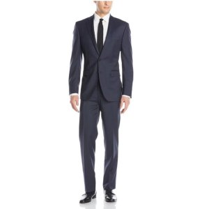 Calvin Klein Men's Marbry Cross Stitch Side Vent Suit with Flat Front Pant